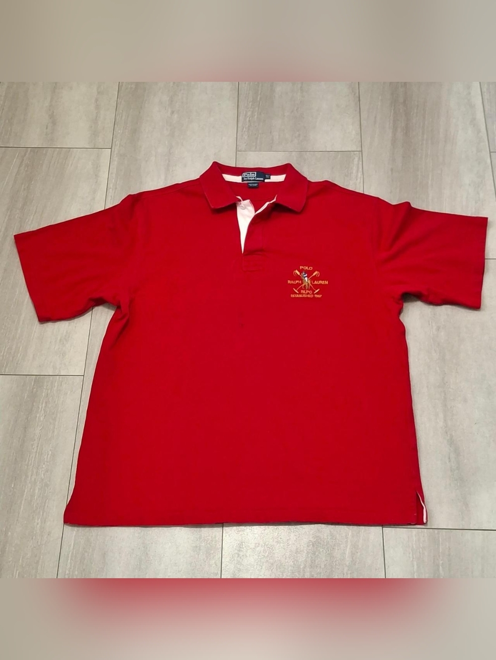 Polo Ralph Lauren RLPC Club Big Pony Men's Polo Shirt XLT Red Cotton KnitMINIM